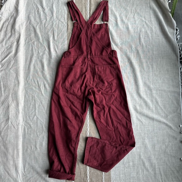 We the Free Ziggy Denim Overalls Size Small Maroon Banner Retro Slouchy - Picture 11 of 11